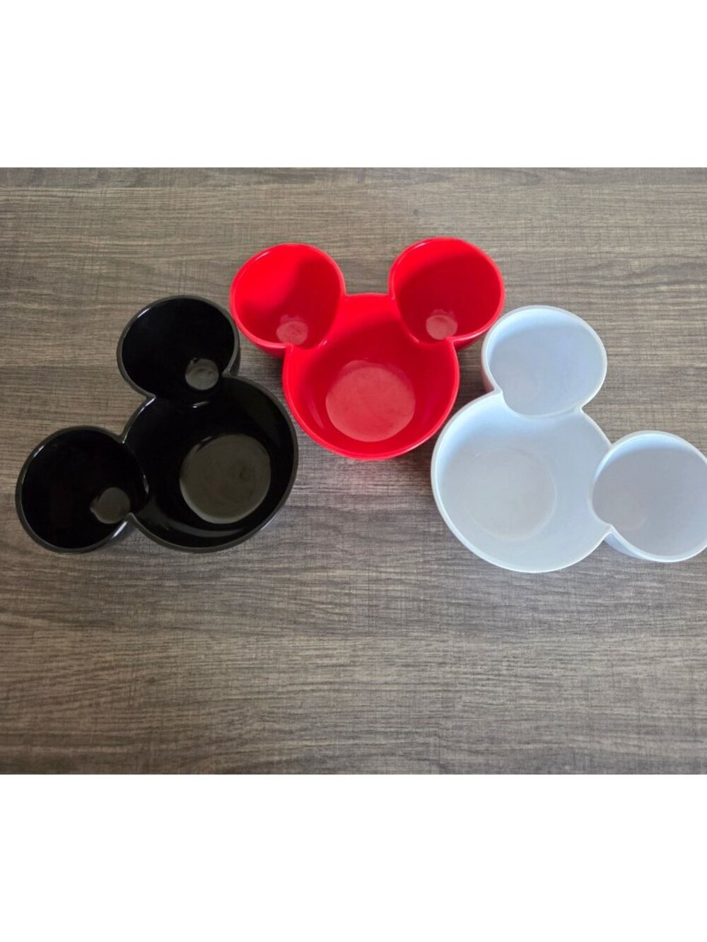 Disney Mickey Mouse Ears Icon Snack Dip Bowl Set of 3 Red/Black/White Plastic